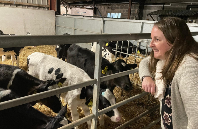 Lucy Trimnell with calves